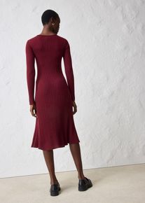 bonprix Strickkleid aus Merinowolle, rot, Gr.36/38 (S), weiches Ripp-Strickkleid aus Merinowolle, aus Merino