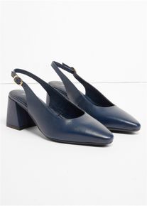 bonprix Slingpumps aus Leder, blau, Gr.37, Eleganter Sling Pumps aus Leder, aus Nappaleder