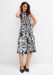 bonprix Midikleid, schwarz, Gr.52, sommerliches Midikleid mit modischem Print