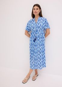 bonprix bedrucktes Tunika-Kleid, blau, Gr.36/38 (S), sommerlich bedrucktes Tunika-Kleid in Midil&auml;nge mit Bindeb&auml;ndern vorne am Ausschnitt und weiter geschnittenen &Auml;rmeln.