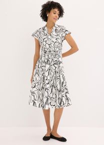 bonprix Kleid mit Drapierung, wei&szlig;, Gr.38, modisches Kleid mit Drapierung, 97% Baumwolle