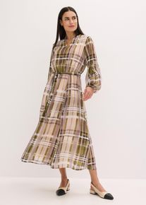 bonprix Chiffonkleid mit Bindeband, beige, Gr.50, schickes Chiffonkleid mit Bindeband