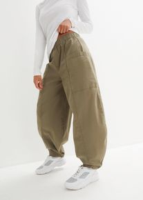 bonprix Ballonhose aus elastischem Baumwoll-Mix, gr&uuml;n, Gr.52, Trendy Ballonhose in extra weiter Passform mit Bequembund, 98% Baumwolle