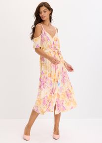 bonprix Midikleid mit offenen Schultern, beige, Gr.36/38 (S), Stylisches Kleid mit toller Passform