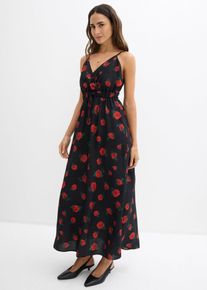 bonprix Maxikleid aus flie&szlig;ender Viskose, schwarz, Gr.52, Mit verstellbaren Tr&auml;gern, aus Viskose