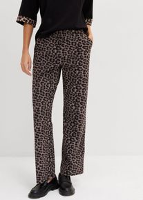bonprix Leo-Jerseyhose aus Baumwoll-Mix, schwarz, Gr.48/50 (XL), Komfortable Jerseyhose mit Bequembund, 95% Baumwolle (organic)