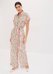 bonprix Jumpsuit aus flie&szlig;endem Viskose-Mix, rosa, Gr.44, Jumpsuit mit &uuml;berschnittenen &Auml;rmeln mit Umschlag und Knopfleiste