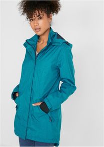 bonprix Wasserdichter Funktions-Parka, petrol, Gr.44, Sportliche Regenjacke mit Rei&szlig;verschlusstaschen, A-f&ouml;rmig
