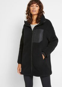 bonprix Teddy-Fleece Jacke, schwarz, Gr.48/50 (XL), Kuschelige Teddy-Fleece Jacke mit Rei&szlig;verschlusstasche auf Vorderseite, aus Fleece