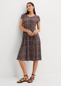 bonprix Jerseykleid mit Leodruck, schwarz, Gr.36/38 (S), Leokleid aus Viskose-Elasthan-Mix, aus Viskose