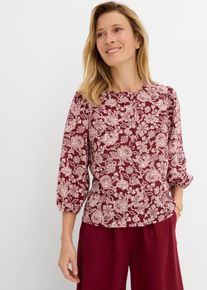 bonprix Bluse mit Puff&auml;rmeln, rot, Gr.50, Mit 3/4-&Auml;rmeln