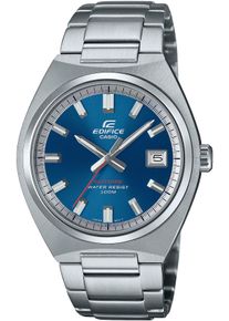 Quarzuhr CASIO EDIFICE, blau (dunkelblau, edelstahlfarben), Armbanduhren, Damen, Quarzuhr, Armbanduhr, Herrenuhr, Edelstahlarmband, analog, Tag, Neo-Display