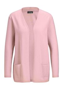 Strickjacke GOLDNER "Cardigan in langer offener Form", Damen, Gr. 42, rosa (puder), Obermaterial: 100% Kaschmir WS., figurumspielend, Rippe, Pullover Strickjacke, Aufwendig in Form gestrickt