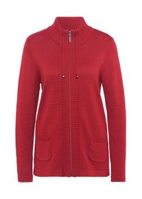Strickjacke GOLDNER "Sportliche Strickjacke", Damen, Gr. 50, rot (rubinrot), Obermaterial: 50% Baumwolle CO. 50% Polyacryl PAN., Tubular, Strickjacken Strickjacke, Aufwendig in Form gestrickt f&uuml;r perfekte Passform