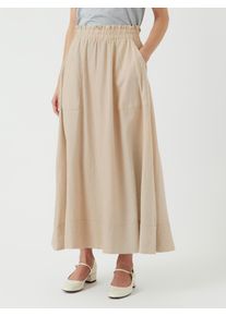 Maxirock Y.A.S "YASFLAXY HW ANKLE SKIRT NOOS", Damen, Gr. 44, beige (birch), Web, Obermaterial: 50% Leinen, 50% Viskose, unifarben, kn&ouml;chellang, R&ouml;cke Maxirock