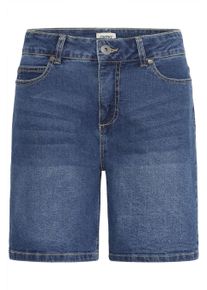 Jeansshorts oxmo "Shorts OXMira", Damen, Gr. 36, NormaleArm, blau (mid blau denim), Obermaterial: 99% Baumwolle CO. 1% Elasthan EL., Jeans Jeansshorts