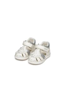 Lauflernschuh Geox "B SANDAL ZAPITO GIRL", M&auml;dchen, Gr. 26, wei&szlig;, silberfarben, Lederimitat, Schuhe Lauflernschuh, Babyschuh, Sommerschuh, Klettschuh, Gr&ouml;&szlig;enschablone zum Download
