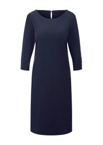 Etuikleid GOLDNER "Kurzgr&ouml;&szlig;e Jerseykleid mit Krepp-Qualit&auml;t", Damen, Gr. 23, K-Gr, blau (marine), Obermaterial: 95% Polyester PES. 5% Elasthan EL., figurumspielend, Kleider Etuikleid, seitliche Nahttaschen