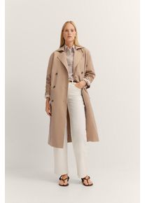 Trenchcoat Bugatti, Damen, Gr. 38, 50, beige, 65% Baumwolle, 35% Polyester, unifarben, regular fit, normaler Saum, M&auml;ntel Trenchcoat, wasserabweisend