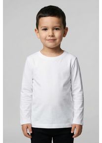 Langarmshirt name it "NMMVOBBO LS NREG TOP NOOS", Jungen, Gr. 86, wei&szlig; (hellwei&szlig;), Jersey, Obermaterial: 100% Baumwolle, unifarben, normal normal, Rundhals, abgesteppte Kante, Shirts Langarmshirt, in Basic-Form