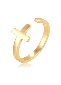 Silberring Elli "Ring Kreuz 925 Sterling Silber verstellbar", gold, Fingerringe, Damen, Silber 925 (Sterlingsilber), Silberring