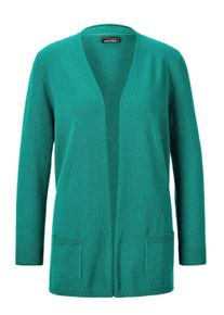 Strickjacke GOLDNER "Kurzgr&ouml;&szlig;e Langarm Feinstrick-Cardigan", Damen, Gr. 19, gr&uuml;n (smaragd), Obermaterial: 100% Kaschmir WS., figurumspielend, eng Rippe, Strickjacken Strickjacke, Ohne