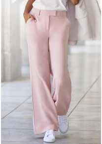 Anzughose Lascana, Damen, Gr. 46, N-Gr, ros&eacute;, Web, Obermaterial: 65% Polyester, 28% Viskose, 7% Elasthan, unifarben, figurumspielend lang, Hosen Anzughose, mit verstellbarem Bund, individuell regulierbar, Topseller