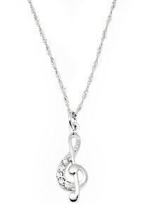 Kette mit Anh&auml;nger Amor "Notenschl&uuml;ssel", bunt (silberfarben, wei&szlig;), Halsketten, Damen, Silber 925 (Sterlingsilber), L: 45, Kette mit Anh&auml;nger, mit Zirkonia (synth.)