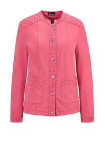 Kurzjacke GOLDNER "Jeansjacke", Damen, Gr. 54, pink, Obermaterial: 55% Lyocell CLY. 43% Baumwolle CO. 2% Elasthan EL., Manschette, Jacken Kurzjacke, Bes&auml;tze aus Lochspitze