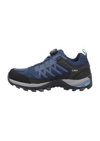 Wanderschuh CMP "RIGEL LOW FITGO TREKKING SHOES WP", Herren, Gr. 45, blau ink, gelb fluo, Leder, Synthetik, Schuhe Wanderschuh, wasserdicht