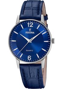 Quarzuhr Festina, blau (blau, blau), Armbanduhren, Damen, Quarzuhr, Armbanduhr, Herrenuhr, Lederarmband, analog