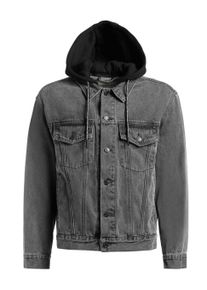 Jeansjacke Khujo "Jeansjacke Jokin", Damen, Gr. M, grau (light grau), Obermaterial: 100% Baumwolle CO., gerade, hoch geschlossener Ausschnitt, &Auml;rmel mit &Auml;rmelschlitz abgesteppte Kante, Jacken Jeansjacke, Herren Denim-Jacke mit Sweat-Kapuze