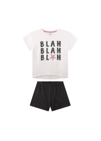 Schlafanzug Sanetta "Pyjama Pyjama Teenager Blah kurz", M&auml;dchen, Gr. 176, bunt (schwarz, beige), Obermaterial: 100% Baumwolle CO., Homewear-Sets Schlafanzug