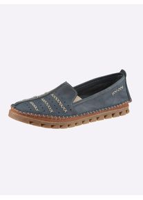Slipper Gemini, Damen, Gr. 42, jeansblau, Glattleder, Schuhe Slipper