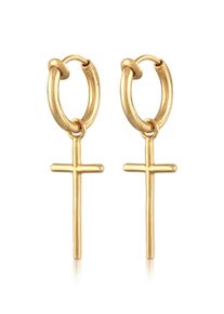 Paar Creolen Elli "Ohrringe Kreuz Creolen Ohrclips ohne Ohrloch 925 Silber" Gr. 34, gold, Ohrringe, Damen, ohne Stein, Silber 925 (Sterlingsilber), Paar Creolen