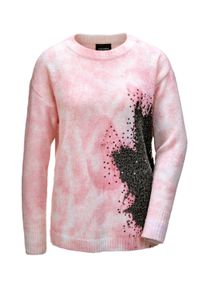 2-in-1-Pullover GOLDNER "Pullover mit femininem Druck und Pailletten", Damen, Gr. 48, rosa (ros&eacute;, schwarz, gemustert), Obermaterial: 60% Polyester PES. 30% Polyamid PA. 10% Wolle WO., festlich, Rippe, Pullover 2-in-1-Pullover, Mit gl&auml;nzenden Pailletten