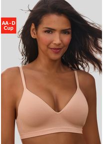Push-up-BH Lascana "COMFY BRA", Damen, Gr. 80, Cup AA, braun (toffee), Piqu&eacute;, Obermaterial: 50% Baumwolle, 33% Polyamid, 14% Polyester, 3% Elasthan, Basic, BHs Push-up-BH, ohne B&uuml;gel aus Baumwolle, Basic Dessous, Topseller