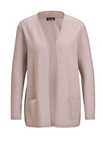 Strickjacke GOLDNER "Kurzgr&ouml;&szlig;e Cardigan in langer offener Form", Damen, Gr. 20, beige (sand), Obermaterial: 100% Kaschmir WS., figurumspielend, eng Rippe, Pullover Strickjacke, Aufwendig in Form gestrickt