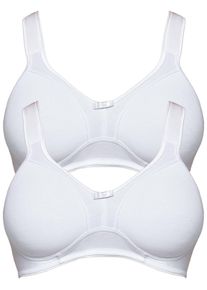Entlastungs-BH SuSa "2er Pack Entlastungs BH ohne B&uuml;gel Basics", Damen, Gr. 75, Cup B, wei&szlig; (wei&szlig; wei&szlig;), Stoff, Obermaterial: 97% Baumwolle CO. 3% Elasthan EL., BHs Entlastungs-BH