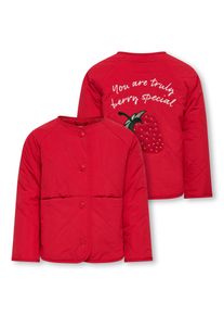 Steppjacke KIDS Only "KMGROSALINA QUILTED JACKET OTW NOOS", Jungen, Gr. 122, barbados cherry print:strawberry, Web, Obermaterial: 100% Nylon, unifarben, normal normal, Rundhals, eingefasste Kante, Jacken Steppjacke
