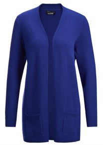 Strickjacke GOLDNER "Kurzgr&ouml;&szlig;e Langarm Feinstrick-Cardigan", Damen, Gr. 19, blau (royalblau), Obermaterial: 100% Kaschmir WS., figurumspielend, eng Rippe, Strickjacken Strickjacke, Ohne