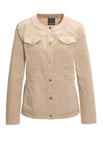 Kurzjacke GOLDNER "Jacke", Damen, Gr. 40, beige (sand), Obermaterial: 60% Baumwolle CO. 24% Polyester PES. 13% Viskose CV. 3% Elasthan EL., Sonstiges, Jacken Kurzjacke, sportive Nahtf&uuml;hrung