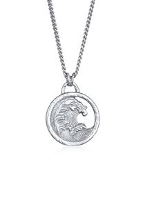 Kette mit Anh&auml;nger HAZE & GLORY "Halskette Anh&auml;nger M&uuml;nze - Tide Welle Maritim 925 Silber" Gr. 68, silber, Halsketten, Herren, Silber 925 (Sterlingsilber), Kette mit Anh&auml;nger