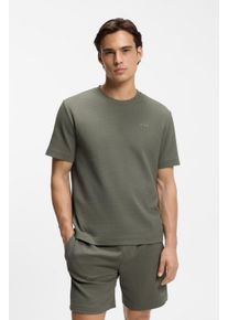 T-Shirt HUGO UNDERWEAR "Austin T-Shirt", Damen, Gr. M (50), dunkelgr&uuml;n 306, Single Jersey, Obermaterial: 60% Baumwolle, 40% Polyester, gerade, Rundhals, eingesetzt eingefasste Kante, Shirts T-Shirt, Waffelstruktur und Logo-Stickerei