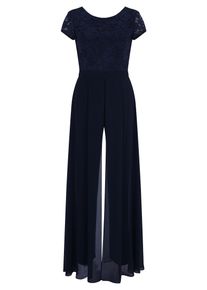 Jumpsuit Vera Mont "Jumpsuit kurzarm", Damen, Gr. 54, EURO, blau (night sky), Obermaterial: 95% Polyester PES. 5% Elasthan EL., Overalls Jumpsuit
