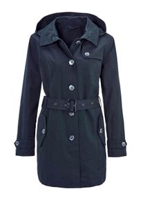 Kurzjacke GOLDNER "Kurzgr&ouml;&szlig;e Kurzmantel im Trenchcoat-Stil", Damen, Gr. 23, blau (marine), Obermaterial: 47% Polyester PES. 44% Baumwolle CO. 9% Polyamid PA., Sonstiges, Jacken Kurzjacke, Trenchcoatdetails