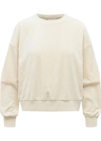 Rundhalspullover Ragwear "Sweater Wuss Embossed", Damen, Gr. XS, beige (ecru), Obermaterial: 94% Polyester PES. 6% Elasthan EL. Futter: 94% Polyester PES. 6% Elasthan EL., Rundhals, &Auml;rmel ohne &Auml;rmelschlitz Rippb&uuml;ndchen, Pullover Rundhalspullover