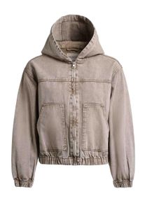Jeansjacke Khujo "Jeansjacke Gretel", Damen, Gr. XS, braun (latte braun), Obermaterial: 100% Baumwolle CO., gerade, hoch geschlossener Ausschnitt, Raglan&auml;rmel abgesteppte Kante, Jacken Jeansjacke, Modische Jacke in Jeans-Optik