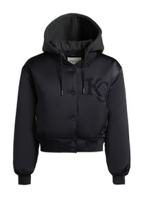 Collegejacke Khujo "Collegejacke Chani", Damen, Gr. XXL, schwarz, Obermaterial: 97% Polyester PES. 3% Elasthan EL. Obermaterial: Futter: 100% Polyester PES., oversize, &Auml;rmel ohne &Auml;rmelschlitz Rippstrickb&uuml;ndchen, Jacken Collegejacke, Kurze Damen Bomberjacke mit Kapuze