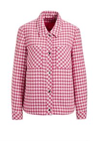 Jackenblazer GOLDNER "Kurzgr&ouml;&szlig;e Blazer mit Hahnentrittmuster", Damen, Gr. 20, gr&uuml;n (pink, wei&szlig;, gemustert), Obermaterial: 62% Baumwolle CO. 23% Polyester PES. 11% Polyacryl PAN. 4% sonstige Fasern AF., Manschette, Blazer Jackenblazer, aufgesetzte Brusttaschen